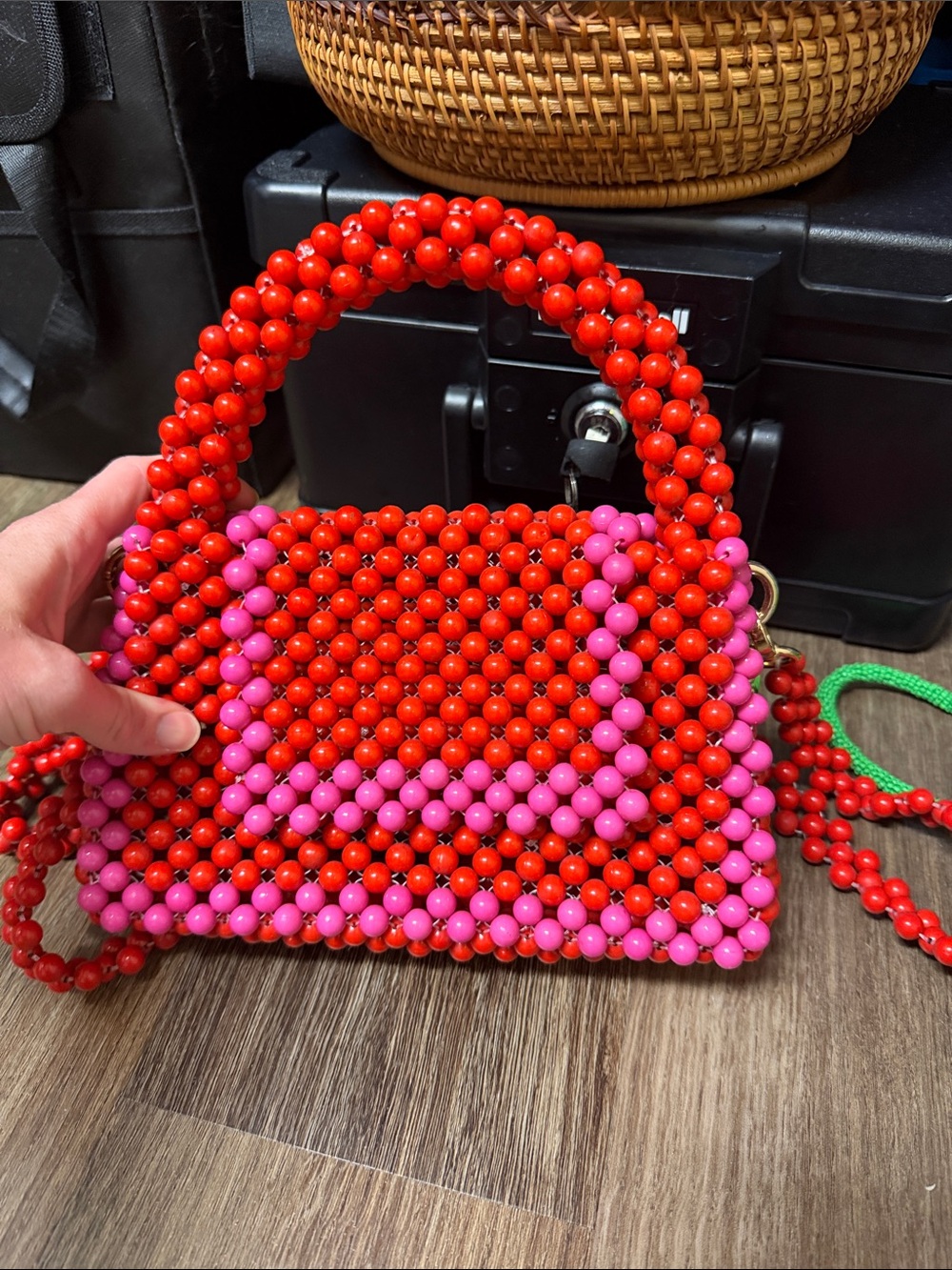 Kate Spade X Target Red and Pink Beaded Mini Top-Handle Bag